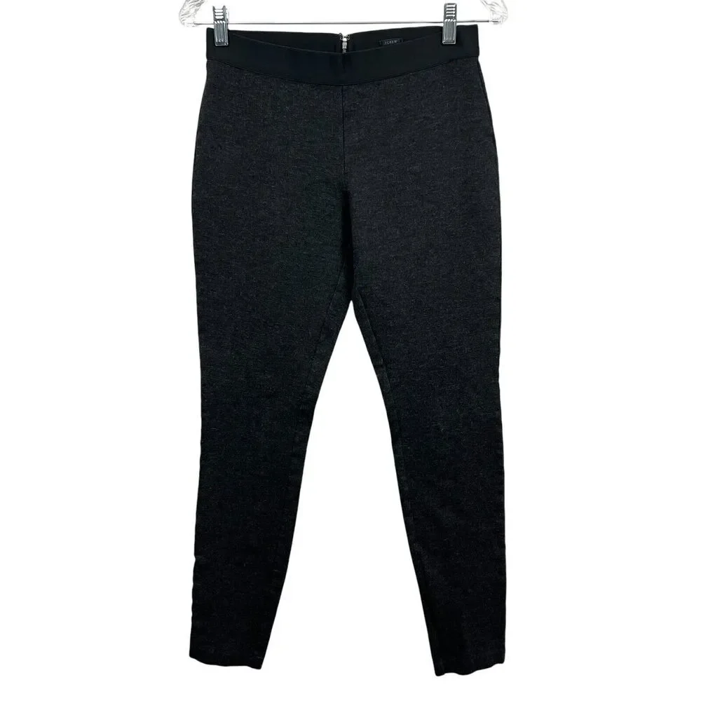 J. Crew Women Pixie Pants Ponte Stretch Mid Rise Back Zipper Charcoal Grey 8R*